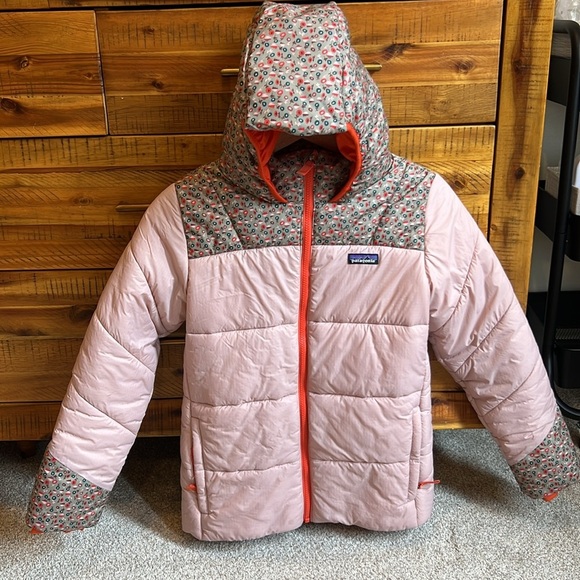 Patagonia Girls Kids' Pink Floral Hooded Jacket - Picture 2 of 5